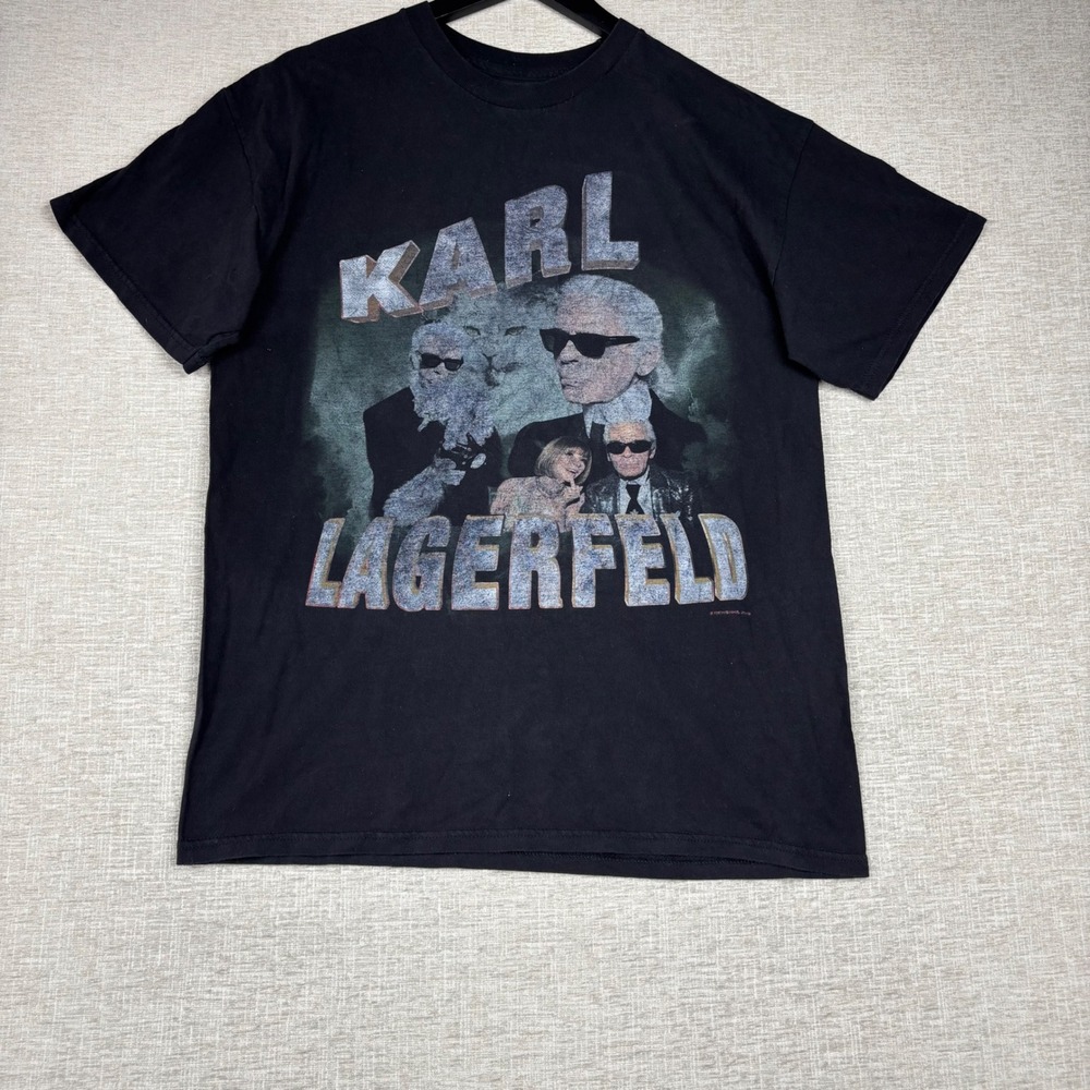 Karl Lagerfeld Rew$rks 2009 Graphic Tee Black Mens Size L